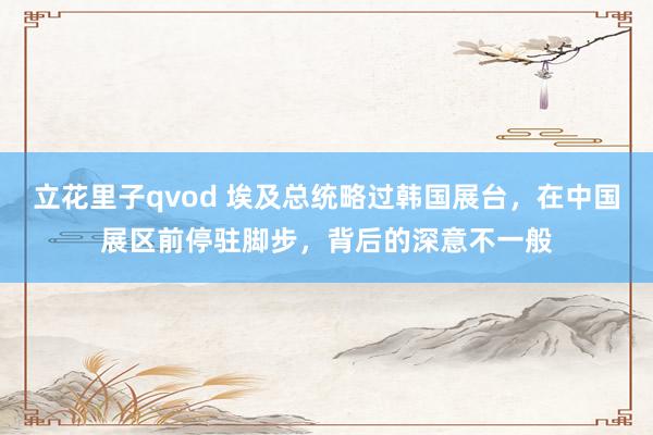 立花里子qvod 埃及总统略过韩国展台，在中国展区前停驻脚步，背后的深意不一般