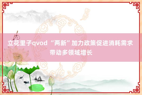 立花里子qvod “两新”加力政策促进消耗需求 带动多领域增长