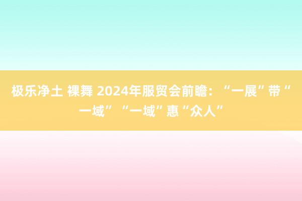 极乐净土 裸舞 2024年服贸会前瞻：“一展”带“一域” “一域”惠“众人”