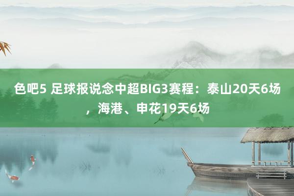 色吧5 足球报说念中超BIG3赛程：泰山20天6场，海港、申花19天6场