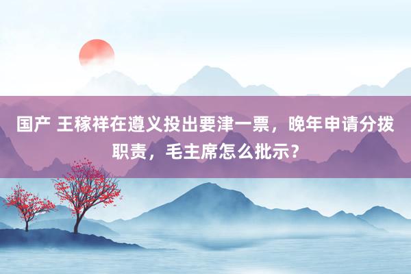 国产 王稼祥在遵义投出要津一票，晚年申请分拨职责，毛主席怎么批示？