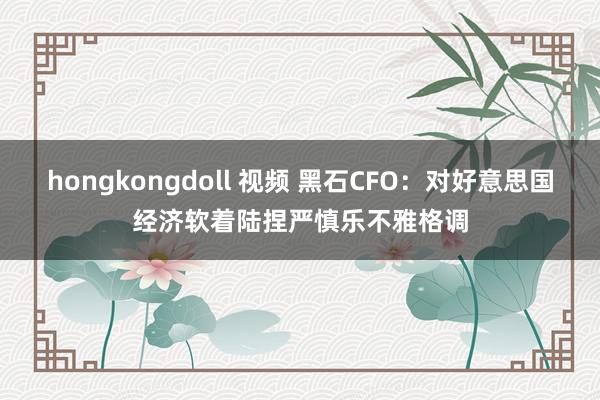 hongkongdoll 视频 黑石CFO：对好意思国经济软着陆捏严慎乐不雅格调