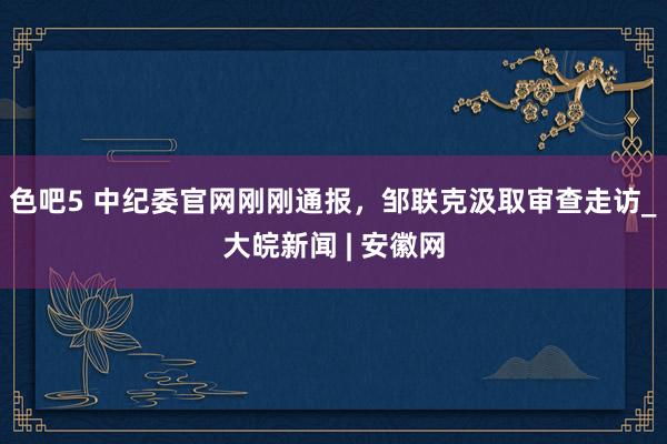 色吧5 中纪委官网刚刚通报，邹联克汲取审查走访_大皖新闻 | 安徽网