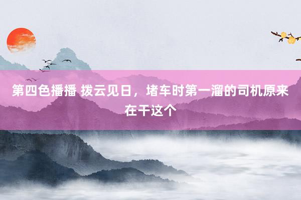 第四色播播 拨云见日，堵车时第一溜的司机原来在干这个