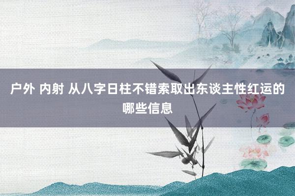 户外 内射 从八字日柱不错索取出东谈主性红运的哪些信息