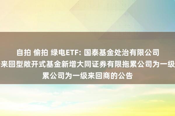 自拍 偷拍 绿电ETF: 国泰基金处治有限公司对于旗下部分来回型敞开式基金新增大同证券有限拖累公司为一级来回商的公告