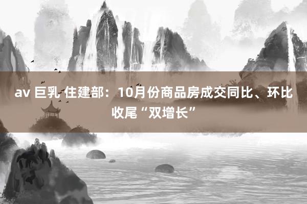 av 巨乳 住建部：10月份商品房成交同比、环比收尾“双增长”