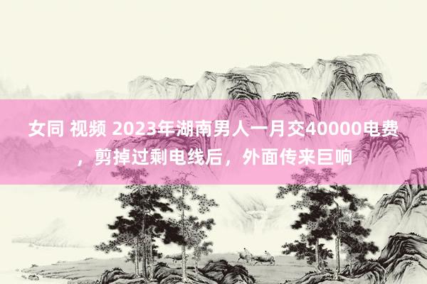 女同 视频 2023年湖南男人一月交40000电费，剪掉过剩电线后，外面传来巨响