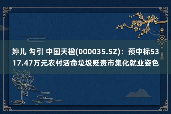 婷儿 勾引 中国天楹(000035.SZ)：预中标5317.47万元农村活命垃圾贬责市集化就业姿色