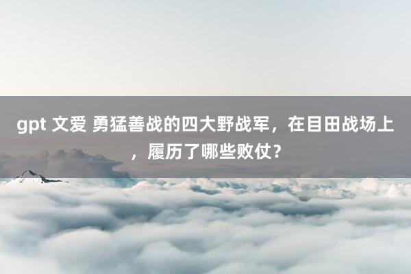 gpt 文爱 勇猛善战的四大野战军，在目田战场上，履历了哪些败仗？