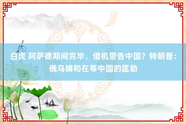 白虎 阿萨德期间完毕，借机警告中国？特朗普：俄乌媾和在等中国的匡助