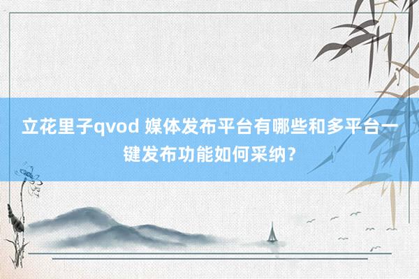 立花里子qvod 媒体发布平台有哪些和多平台一键发布功能如何采纳？