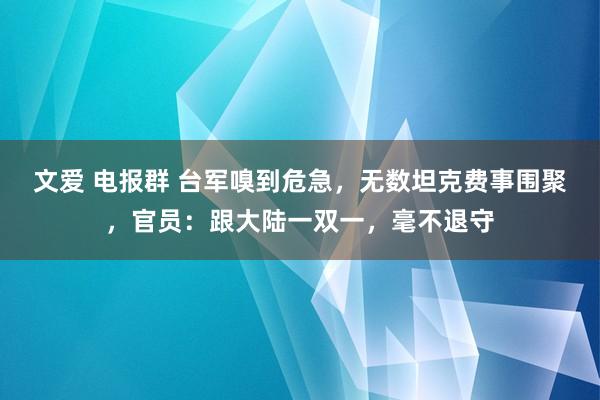 文爱 电报群 台军嗅到危急，无数坦克费事围聚，官员：跟大陆一双一，毫不退守