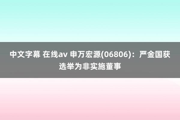 中文字幕 在线av 申万宏源(06806)：严金国获选举为非实施董事