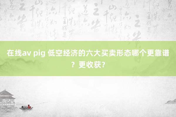 在线av pig 低空经济的六大买卖形态哪个更靠谱？更收获？