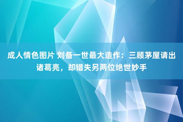 成人情色图片 刘备一世最大造作：三顾茅屋请出诸葛亮，却错失另两位绝世妙手