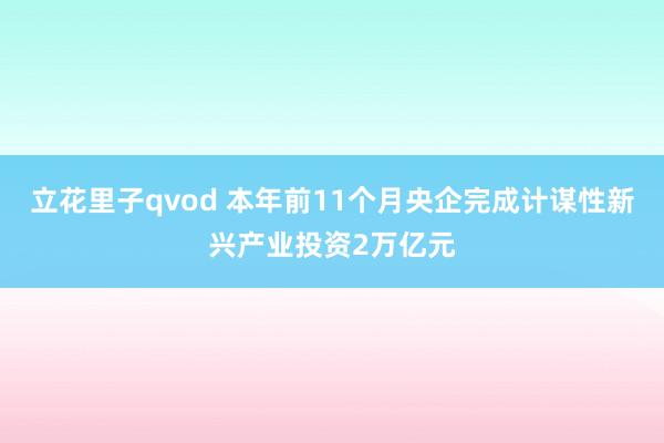 立花里子qvod 本年前11个月央企完成计谋性新兴产业投资2万亿元