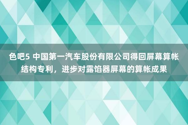 色吧5 中国第一汽车股份有限公司得回屏幕算帐结构专利，进步对露馅器屏幕的算帐成果