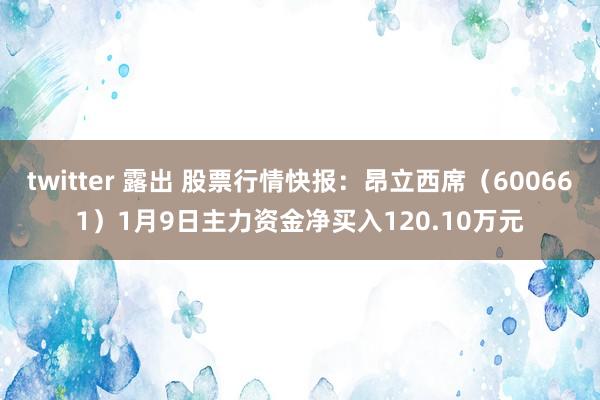 twitter 露出 股票行情快报：昂立西席（600661）1月9日主力资金净买入120.10万元